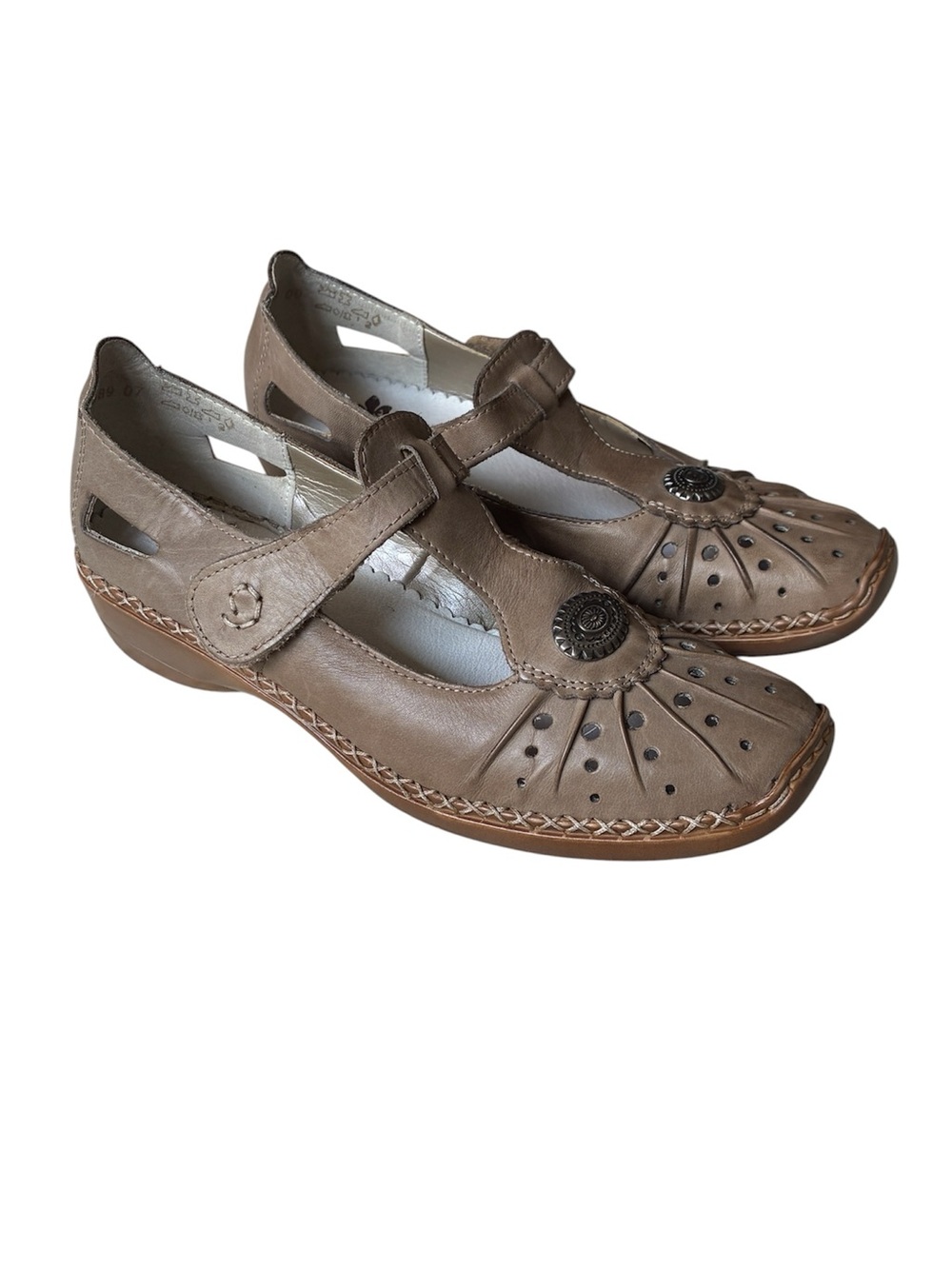 Rieker Antistress Women's Tan Leather Mary Jane Comfort Shoes Size EU 38